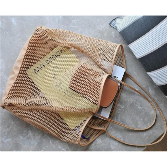 Mesh Beach Tote‎ Womens Shoulder Handbag - Picture 6 of 7